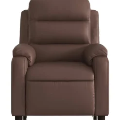 vidaXL Sillas-Sillón de masaje elevable eléctrico cuero sintético marrón