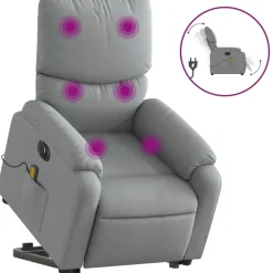 vidaXL Sillón de masaje eléctrico reclinable elevable tela Gris claro Best