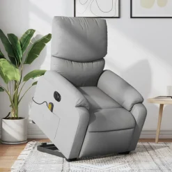 vidaXL Sillón de masaje eléctrico reclinable elevable tela Gris claro Best