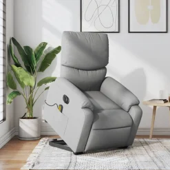 vidaXL Sillón de masaje eléctrico reclinable elevable tela Gris claro Best