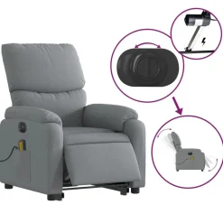 vidaXL Sillón de masaje eléctrico reclinable elevable tela Gris claro Best