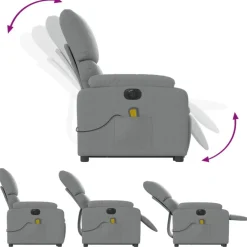 vidaXL Sillón de masaje eléctrico reclinable elevable tela Gris claro Best