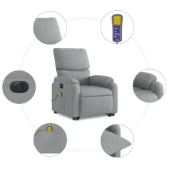 vidaXL Sillón de masaje eléctrico reclinable elevable tela Gris claro Best