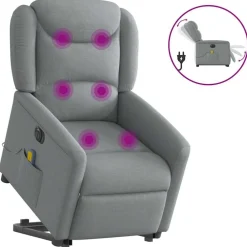 vidaXL Sillas-Sillón de masaje eléctrico reclinable elevable tela