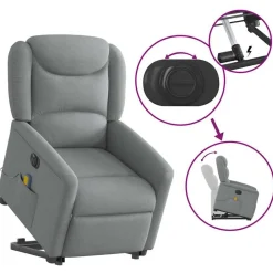 vidaXL Sillas-Sillón de masaje eléctrico reclinable elevable tela