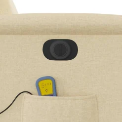 vidaXL Sillón de masaje eléctrico reclinable elevable tela Crema Clearance