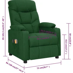 vidaXL Sillón de masaje eléctrico tela Verde oscuro Outlet