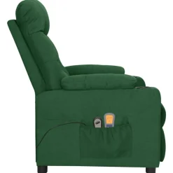 vidaXL Sillón de masaje eléctrico tela Verde oscuro Outlet