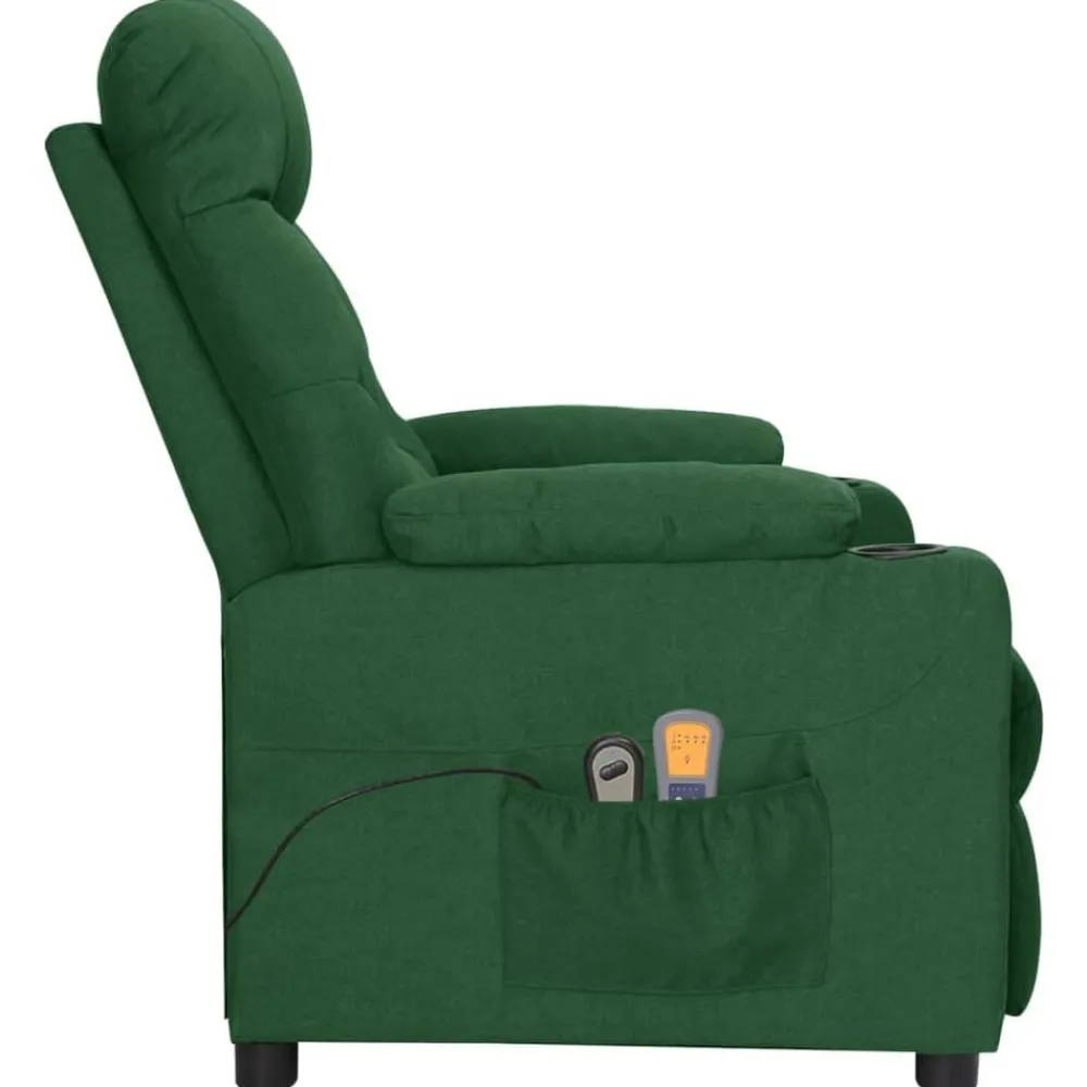vidaXL Sillón de masaje eléctrico tela Verde oscuro Outlet