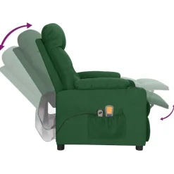 vidaXL Sillón de masaje eléctrico tela Verde oscuro Outlet