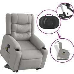 vidaXL Sillas-Sillón de masaje eléctrico reclinable elevable tela