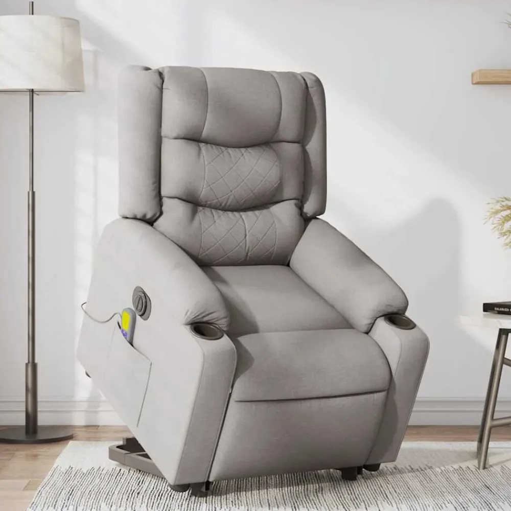 vidaXL Sillas-Sillón de masaje eléctrico reclinable elevable tela