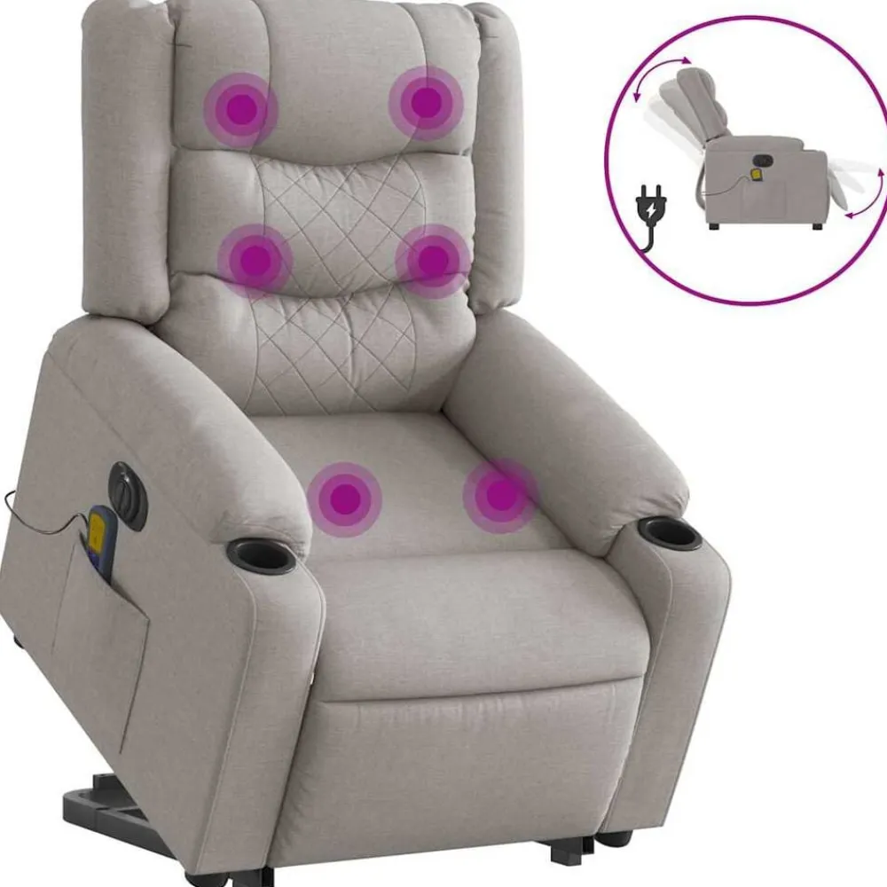 vidaXL Sillas-Sillón de masaje eléctrico reclinable elevable tela
