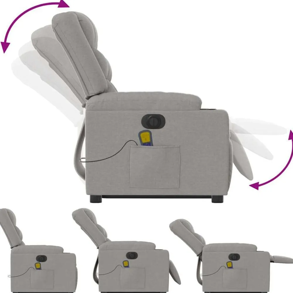 vidaXL Sillas-Sillón de masaje eléctrico reclinable elevable tela