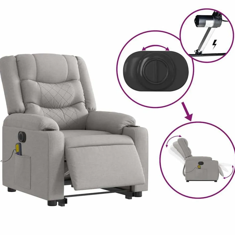 vidaXL Sillas-Sillón de masaje eléctrico reclinable elevable tela
