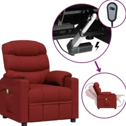 vidaXL Sillón de masaje eléctrico tela rojo tinto Rojo vino tinto Outlet