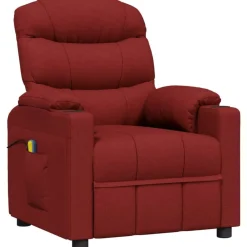 vidaXL Sillón de masaje eléctrico tela rojo tinto Rojo vino tinto Outlet