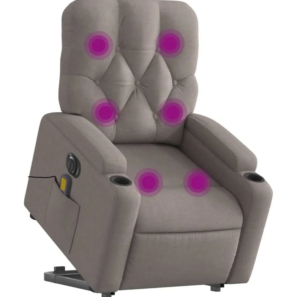 vidaXL Sillón de masaje eléctrico reclinable elevable tela Taupé New