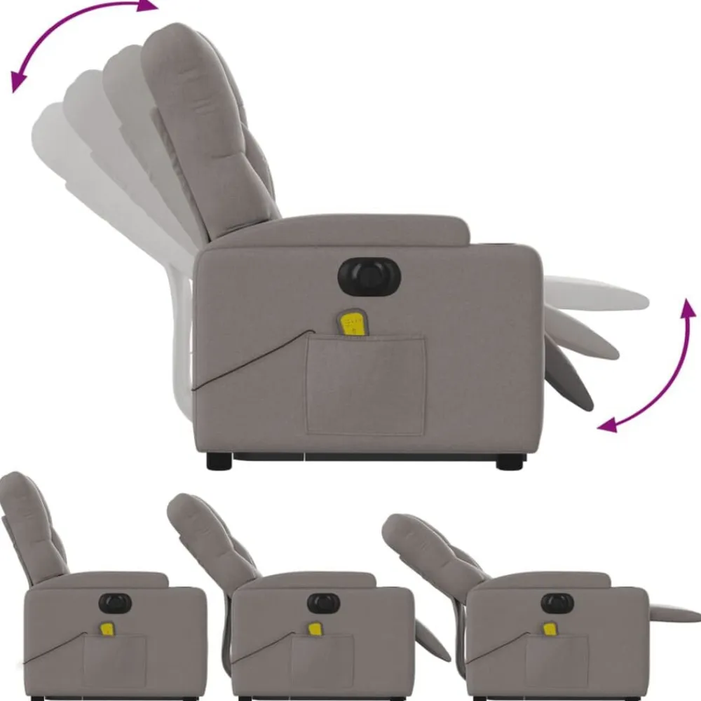 vidaXL Sillón de masaje eléctrico reclinable elevable tela Taupé New