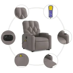 vidaXL Sillón de masaje eléctrico reclinable elevable tela Taupé New