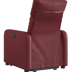 vidaXL Sillas-Sillón de masaje elevable eléctrico cuero artificial rojo tinto