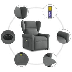 vidaXL Sillón de masaje eléctrico reclinable elevable tela Gris oscuro Sale