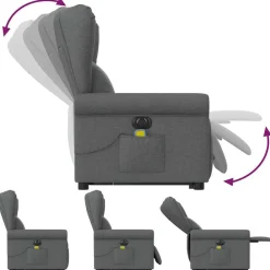 vidaXL Sillón de masaje eléctrico reclinable elevable tela Gris oscuro Sale