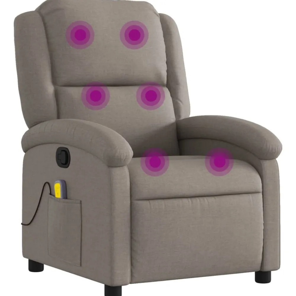 vidaXL Sillas-Sillón de masaje reclinable de tela gris
