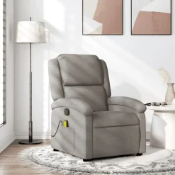 vidaXL Sillas-Sillón de masaje reclinable de tela gris