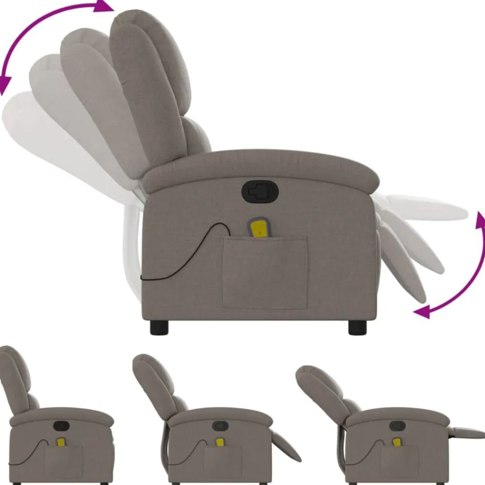 vidaXL Sillas-Sillón de masaje reclinable de tela gris