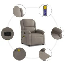 vidaXL Sillas-Sillón de masaje reclinable de tela gris