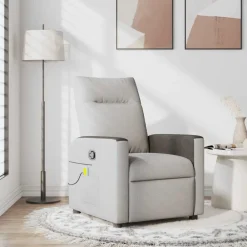 vidaXL Sillón de masaje reclinable de tela Gris nube New