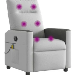 vidaXL Sillón de masaje reclinable de tela Gris nube New