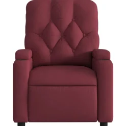 vidaXL Sillas-Sillón de masaje reclinable de tela color vino tinto