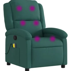 vidaXL Sillón de masaje reclinable de tela Verde oscuro Best