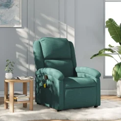 vidaXL Sillón de masaje reclinable de tela Verde oscuro Best