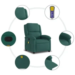 vidaXL Sillón de masaje reclinable de tela Verde oscuro Best