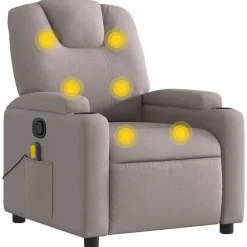 vidaXL Sillas-Sillón de masaje reclinable de tela gris