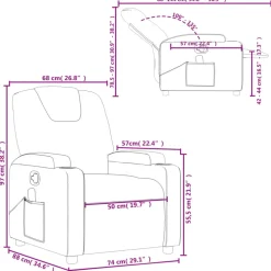 vidaXL Sillas-Sillón de masaje reclinable de tela gris