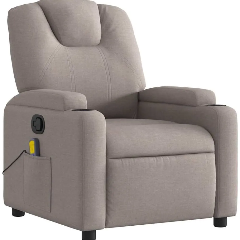 vidaXL Sillas-Sillón de masaje reclinable de tela gris