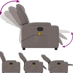 vidaXL Sillas-Sillón de masaje reclinable de tela gris