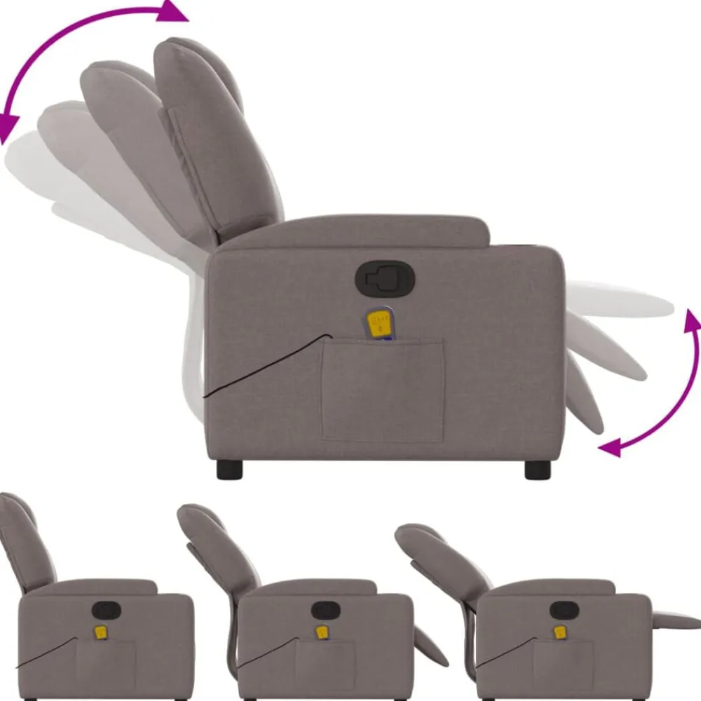 vidaXL Sillas-Sillón de masaje reclinable de tela gris