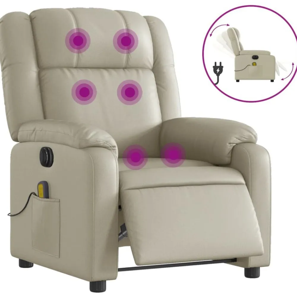 vidaXL Sillas-Sillón de masaje reclinable eléctrico cuero sintético