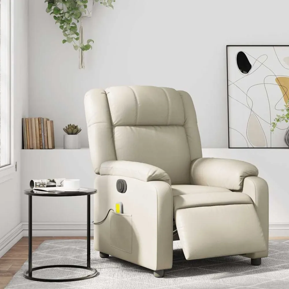 vidaXL Sillas-Sillón de masaje reclinable eléctrico cuero sintético