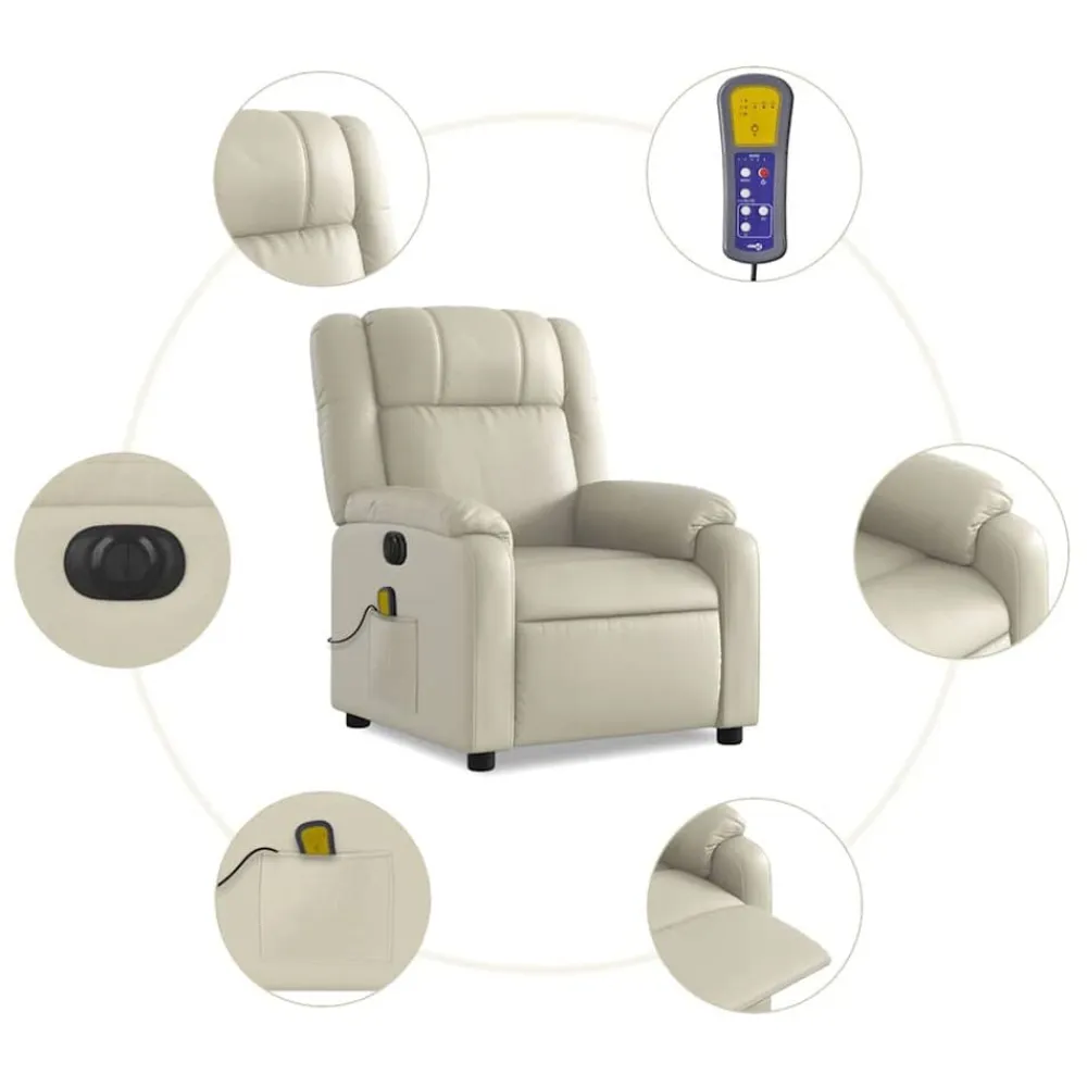 vidaXL Sillas-Sillón de masaje reclinable eléctrico cuero sintético