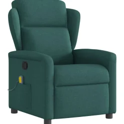 vidaXL Sillón de masaje reclinable de tela Verde oscuro Online