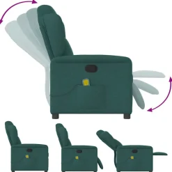 vidaXL Sillón de masaje reclinable de tela Verde oscuro Online