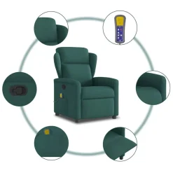 vidaXL Sillón de masaje reclinable de tela Verde oscuro Online