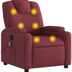 vidaXL Sillón de masaje reclinable de tela color vino tinto Rojo vino tinto