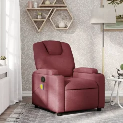 vidaXL Sillón de masaje reclinable de tela color vino tinto Rojo vino tinto